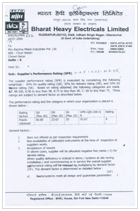 BHEL A Grade Certificate